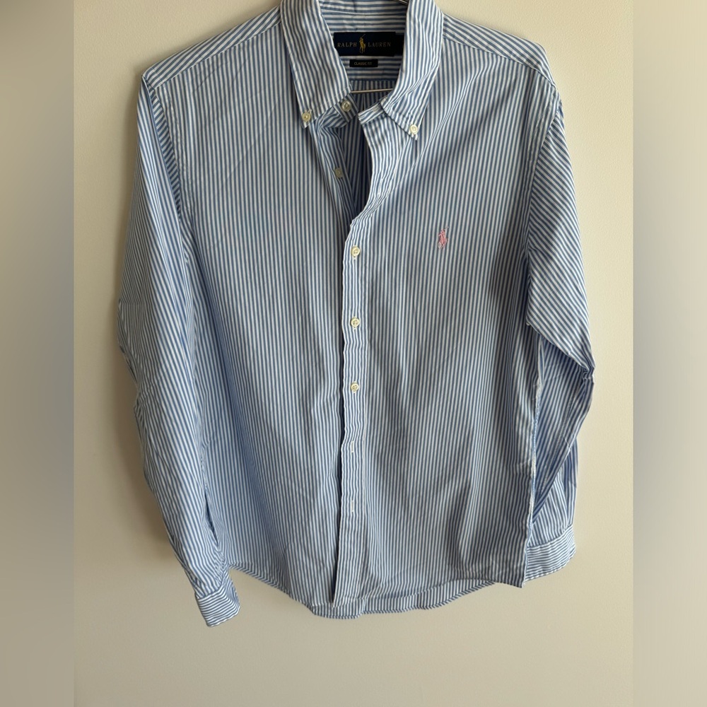 Ralph Lauren classic blue and white striped dress shirt size small